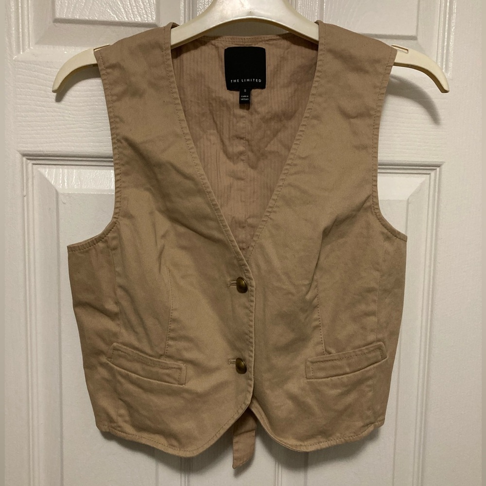 The Limited Tan Vintage Y2K Light Acedemia Button-Up Size Small Vest #E